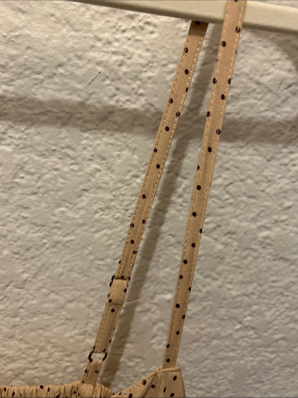 ⭐️ANTHROPOLGIE⭐️ FAITHFUL THE BRAND NWT Beige Polka Dot Lace-Up Maxi Slip Dress - Picture 10 of 13